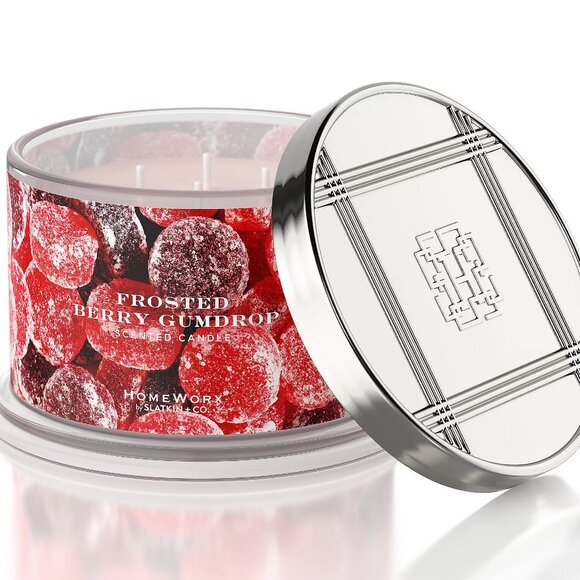 HOMEWORX Slatkin Frosted Berry Gumdrop Candle HOLIDAY STRAWBERRY RASPBERRY SUGAR - Picture 1 of 5